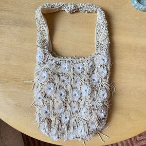 Elegant Cream Beaded Women's Bag
